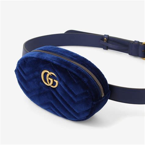 gucci royal blue velvet bag|Gucci marmont velvet belt bag.